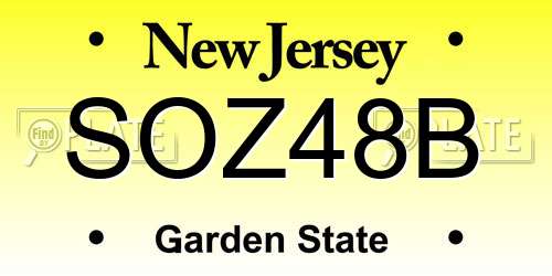 SOZ48B New Jersey License Plate