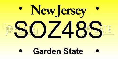 SOZ48S New Jersey License Plate