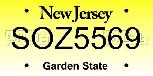SOZ5569 New Jersey License Plate