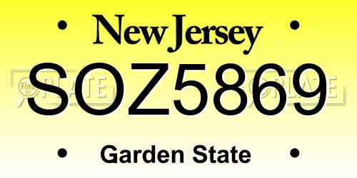 SOZ5869 New Jersey License Plate