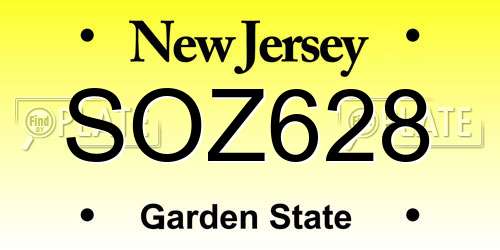 SOZ628 New Jersey License Plate