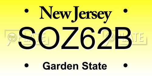 SOZ62B New Jersey License Plate