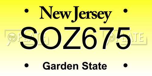 SOZ675 New Jersey License Plate