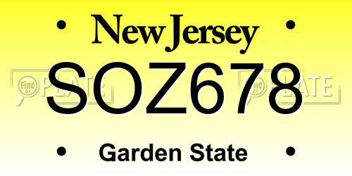 SOZ678 New Jersey License Plate