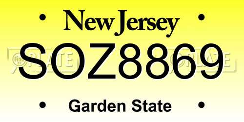 SOZ8869 New Jersey License Plate