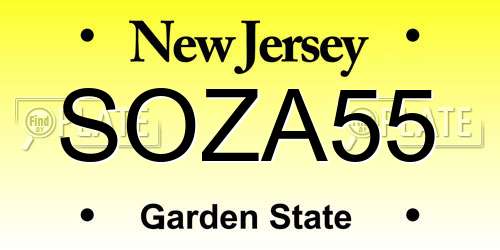 SOZA55 New Jersey License Plate