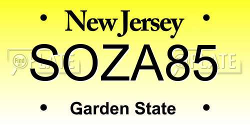SOZA85 New Jersey License Plate