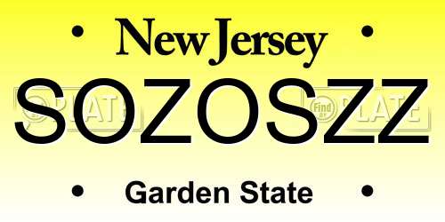 SOZOSZZ New Jersey License Plate
