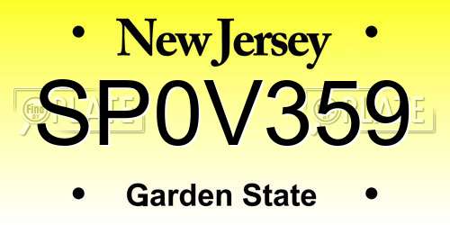 SP0V359 New Jersey License Plate