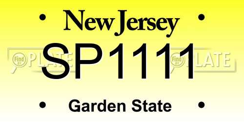 SP1111 New Jersey License Plate