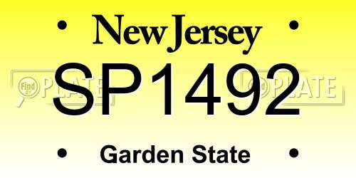 SP1492 New Jersey License Plate