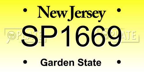 SP1669 New Jersey License Plate