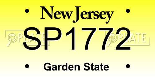 SP1772 New Jersey License Plate