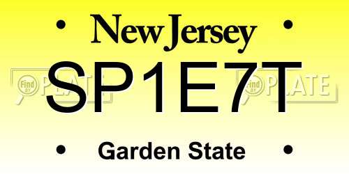 SP1E7T New Jersey License Plate