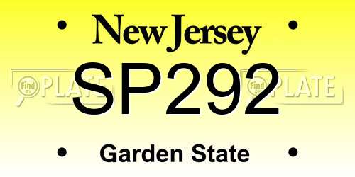 SP292 New Jersey License Plate