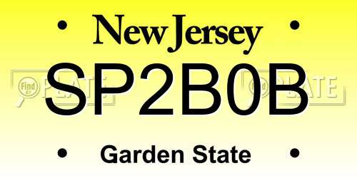 SP2B0B New Jersey License Plate