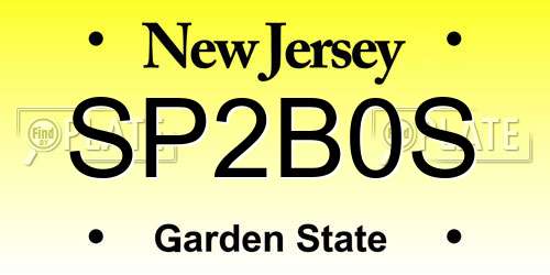 SP2B0S New Jersey License Plate