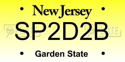 SP2D2B New Jersey License Plate