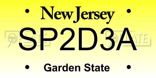 SP2D3A New Jersey License Plate