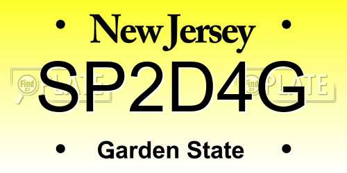 SP2D4G New Jersey License Plate