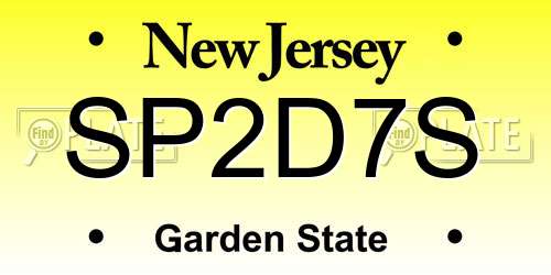 SP2D7S New Jersey License Plate