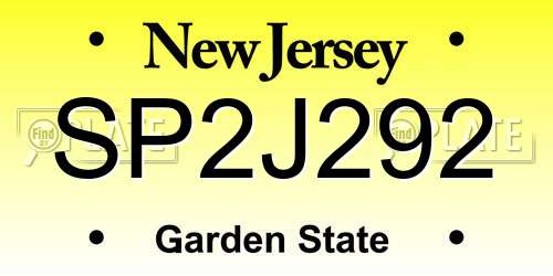 SP2J292 New Jersey License Plate