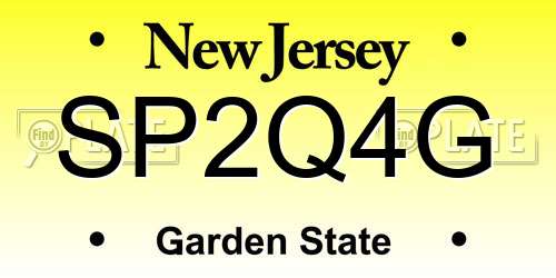 SP2Q4G New Jersey License Plate