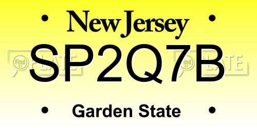 SP2Q7B New Jersey License Plate