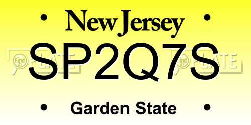 SP2Q7S New Jersey License Plate