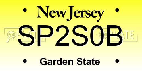 SP2S0B New Jersey License Plate
