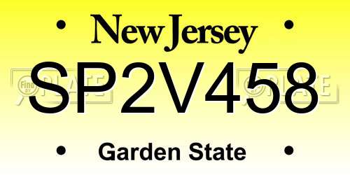 SP2V458 New Jersey License Plate