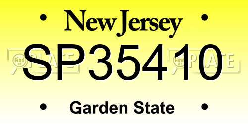 SP35410 New Jersey License Plate