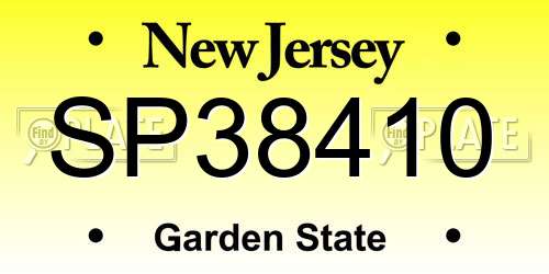 SP38410 New Jersey License Plate