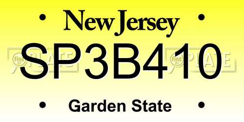 SP3B410 New Jersey License Plate
