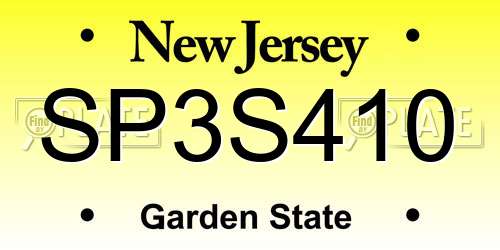 SP3S410 New Jersey License Plate