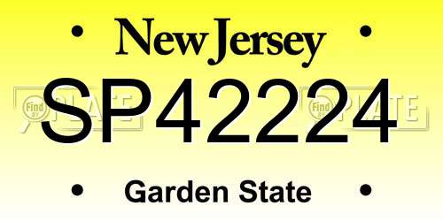 SP42224 New Jersey License Plate