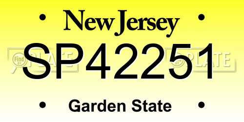SP42251 New Jersey License Plate