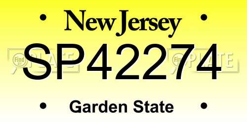 SP42274 New Jersey License Plate