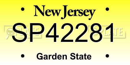 SP42281 New Jersey License Plate