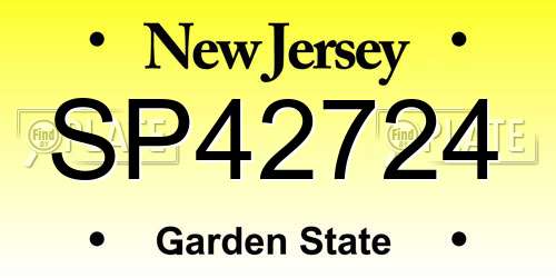 SP42724 New Jersey License Plate