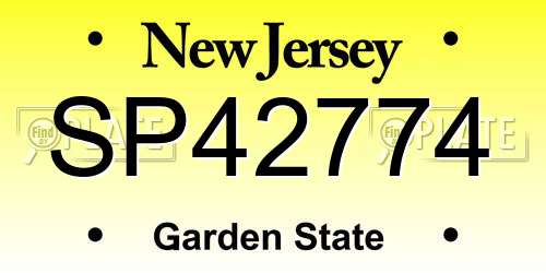 SP42774 New Jersey License Plate
