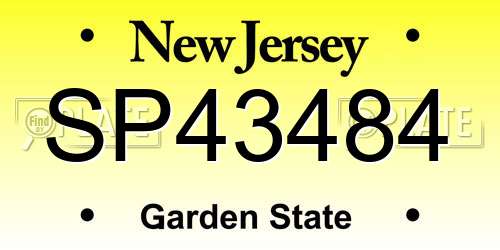 SP43484 New Jersey License Plate