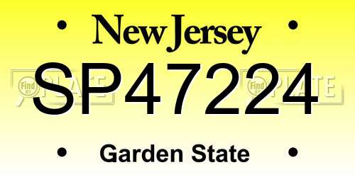 SP47224 New Jersey License Plate