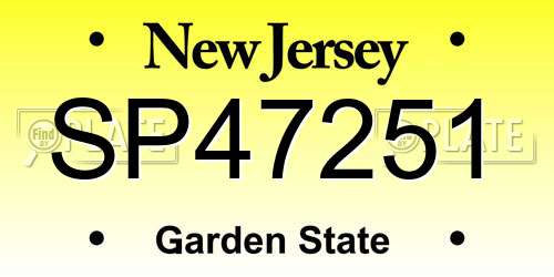 SP47251 New Jersey License Plate
