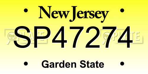 SP47274 New Jersey License Plate