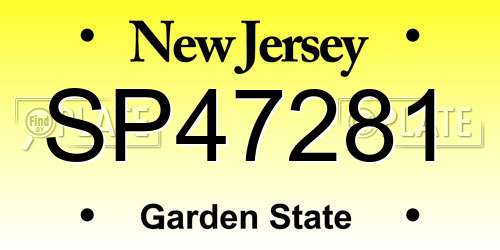 SP47281 New Jersey License Plate
