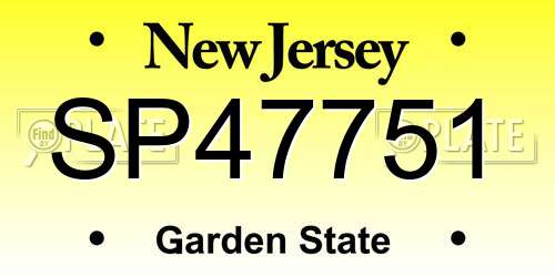 SP47751 New Jersey License Plate