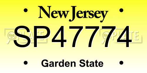 SP47774 New Jersey License Plate