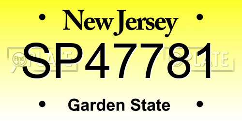 SP47781 New Jersey License Plate