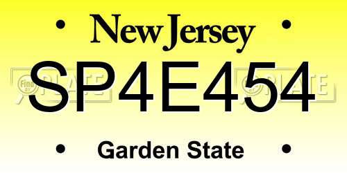 SP4E454 New Jersey License Plate